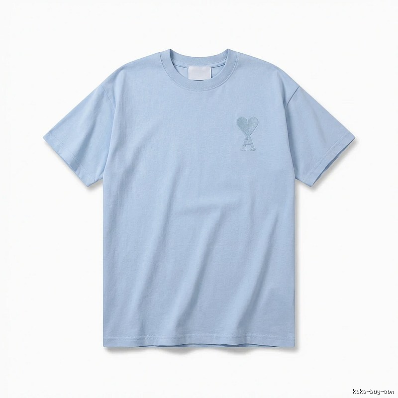 AMI Love Heart Pattern Light Blue T-shirt