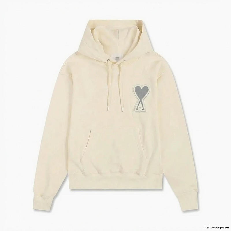 AMI Love Minimalist Style Beige Hoodie