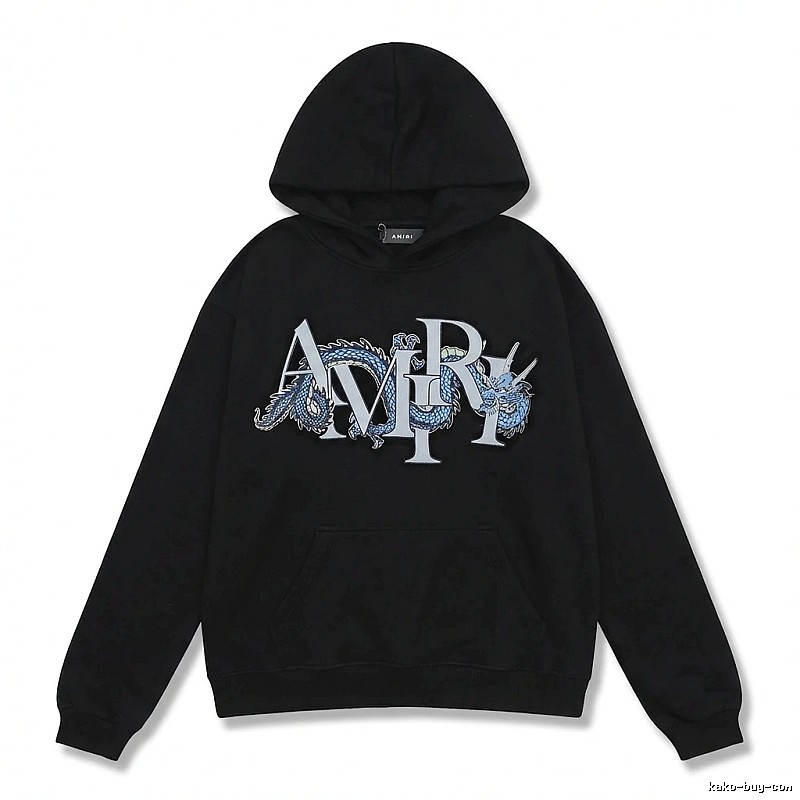 AMIRI Dragon-Patterned Trendy and Cool Black Sweatshirt