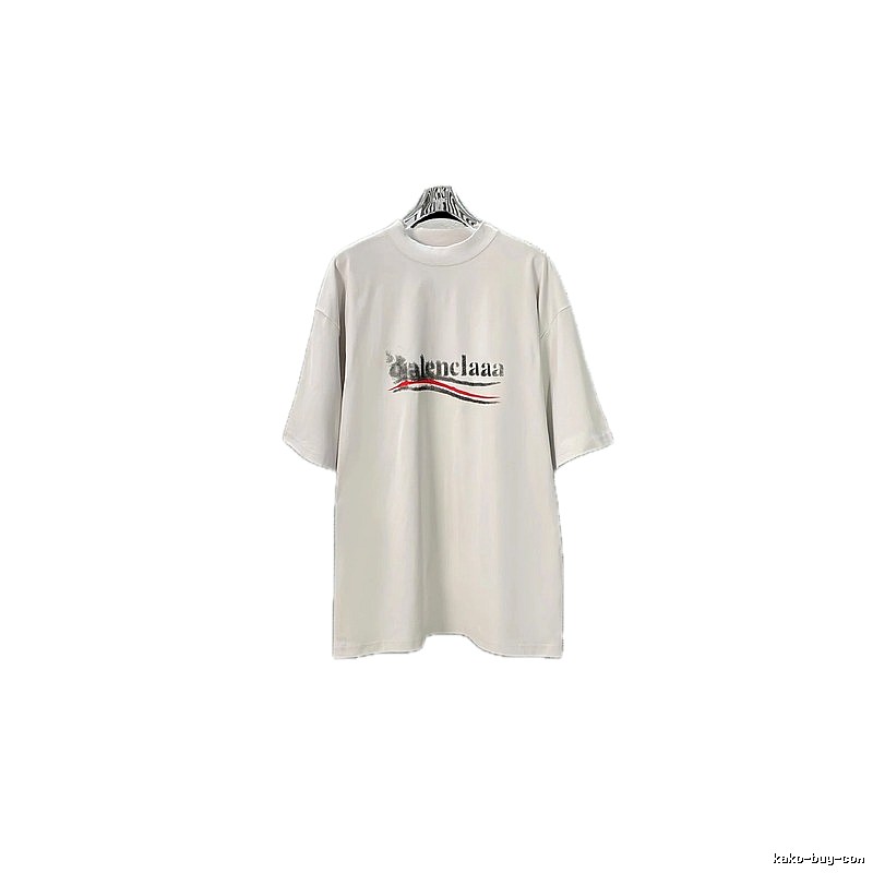 Balenciaga alphabet-style white T-shirt.