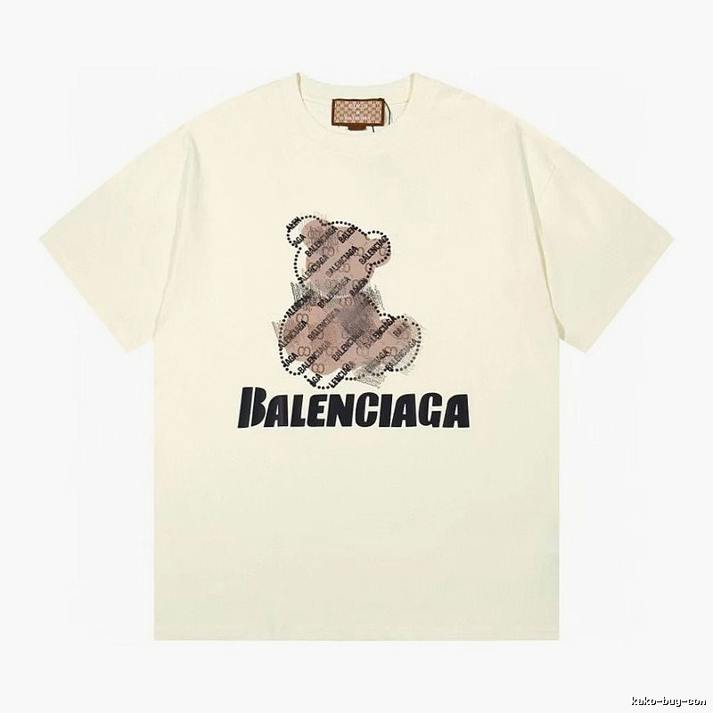 Balenciaga Trendy Off-white T-shirt with Bear Print