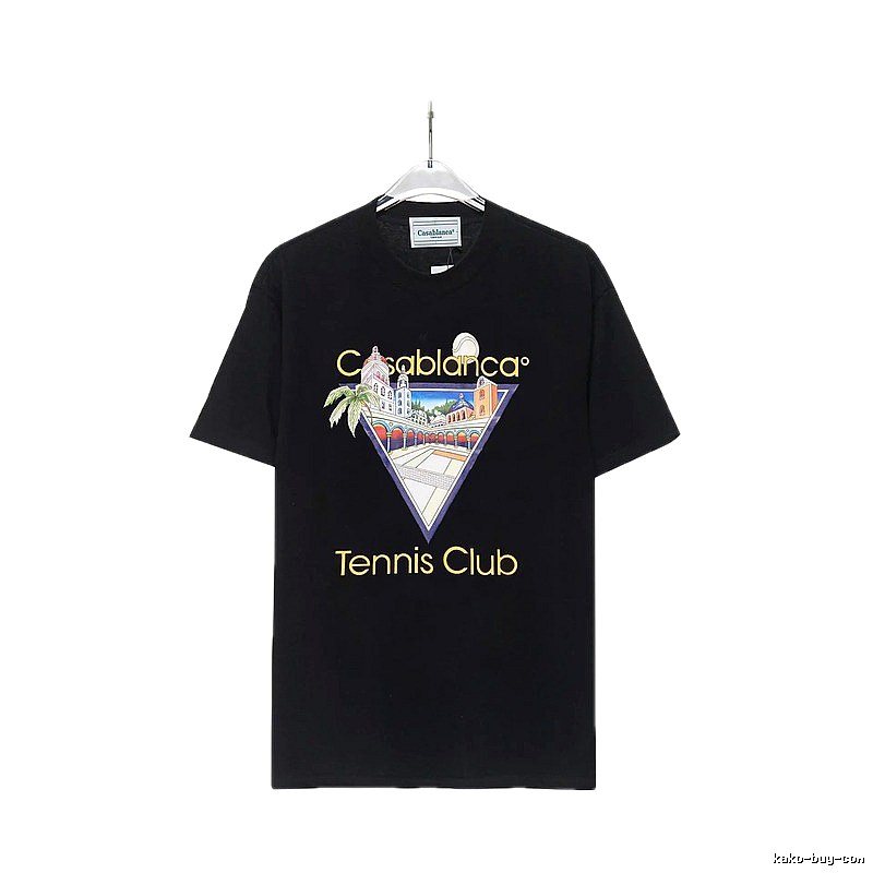 Casablanca Print Casual Black T-shirt