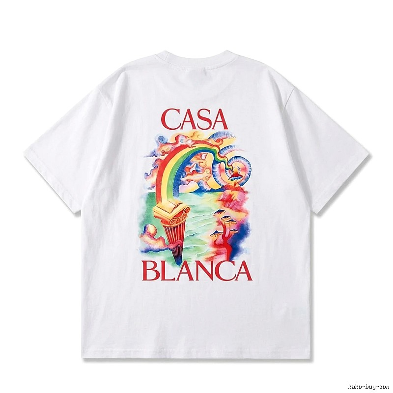 Casablanca Rainbow Print White T-shirt