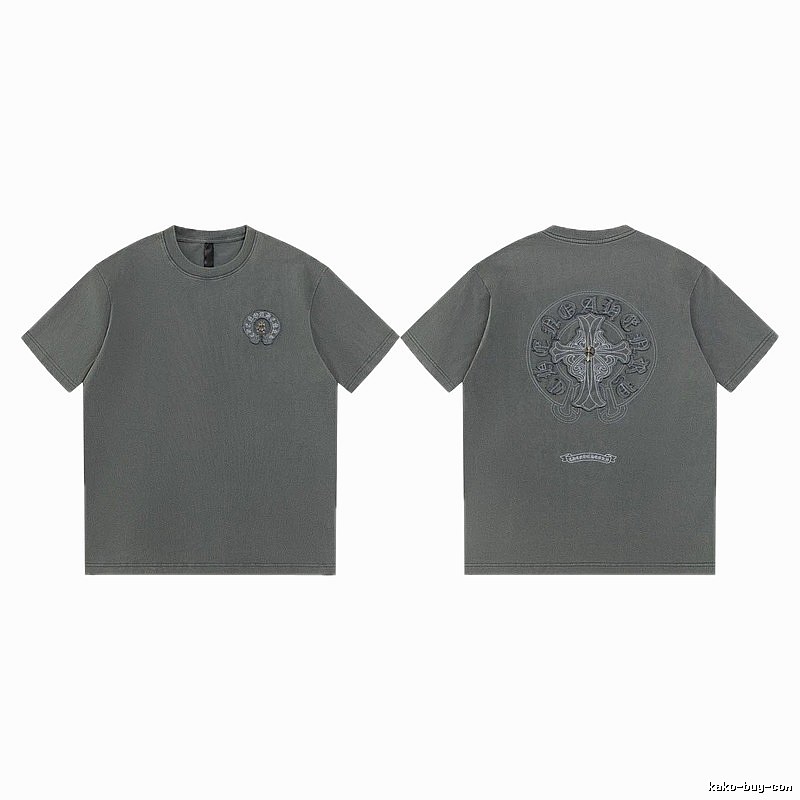 Chrome Hearts Cross Embroidered High Street Dark Grey Short-sleeve T-Shirt