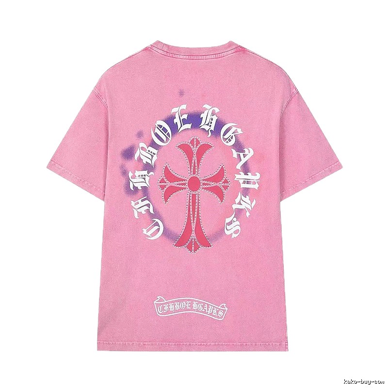 Chrome Hearts Cross Vintage Style Pink T-Shirt