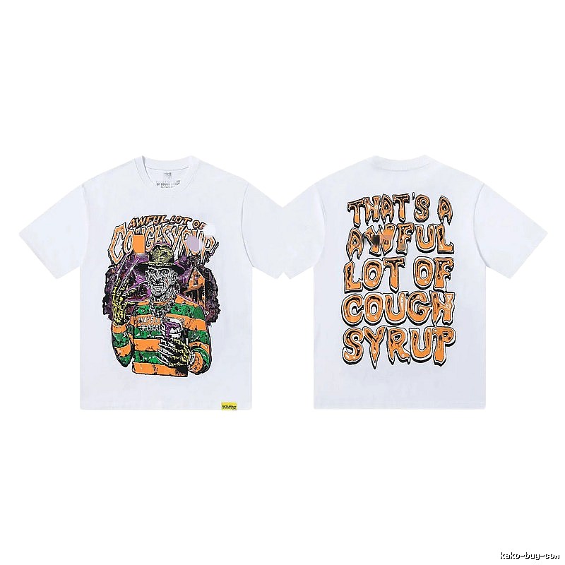 COUGH SYRUP Horror Print Street Style White T-shirt