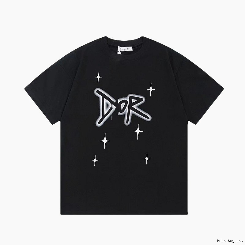 Dior Graffiti Star Street Style Black Short-sleeve T-shirt