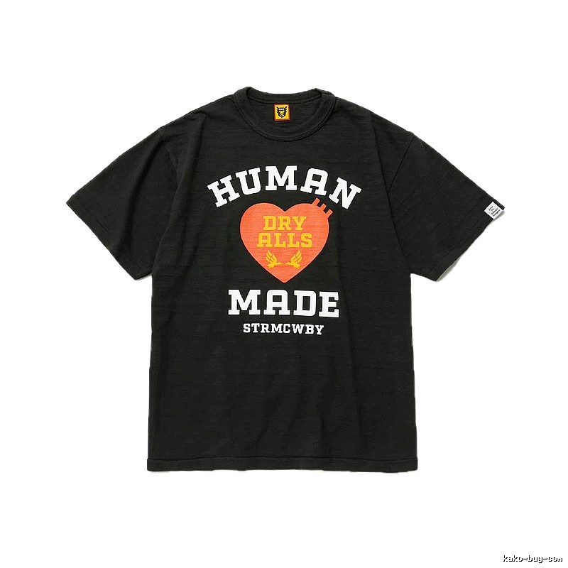 HUMAN MADE Heart Print Vintage Style Black T-Shirt