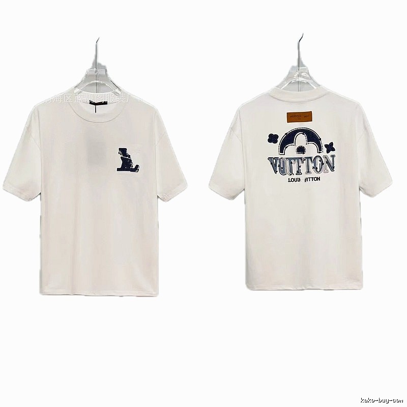 Louis Vuitton Embroidered Vintage-style White Short-sleeve T-shirt