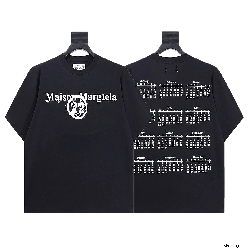 Maison Margiela Calendar Print Trendy Cool Black T-Shirt