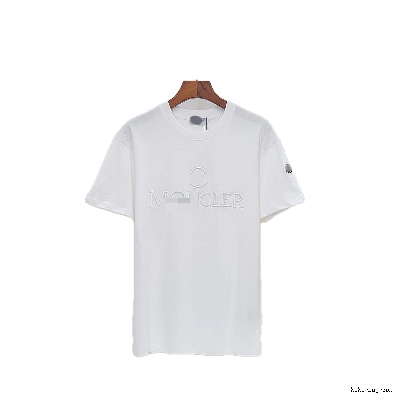 Moncler Embossed Casual Style White Short-sleeve T-shirt