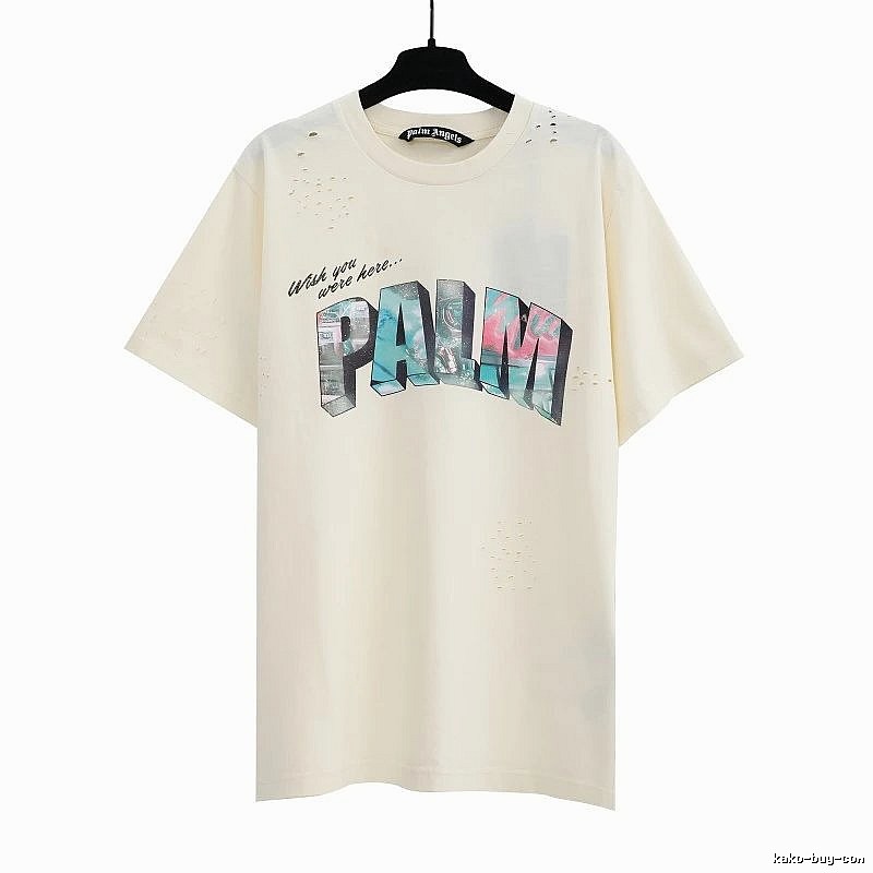 Palm Angels Daily Logo T-shirt White Palm Tree with Visual Detail