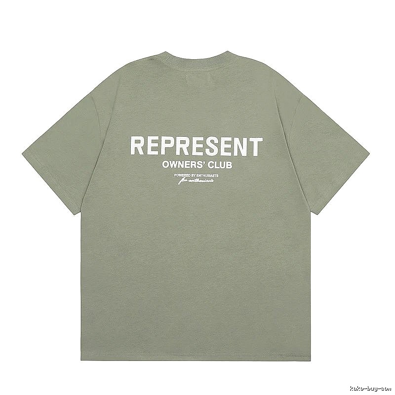 Represent Army Green Style 868 Owners Club T-Shirt Signature Detail Logo