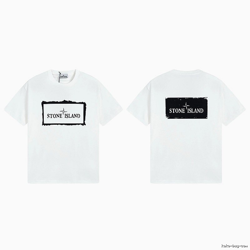 Stone Island Printed Street Style White Short Sleeve T-Shirt