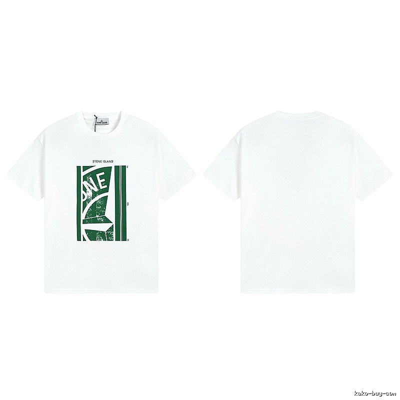 Stone Island Printed Street Style White Short Sleeve T-Shirt