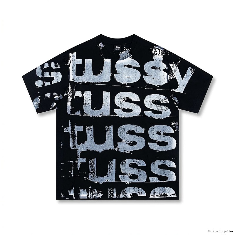 Stussy graffiti-style black T-shirt with letters