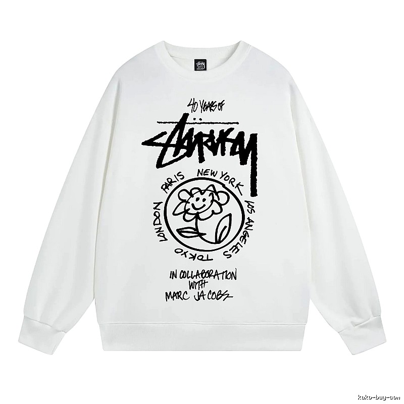 Stussy White Style 539 Graphic SweatShirt Airport Outfit