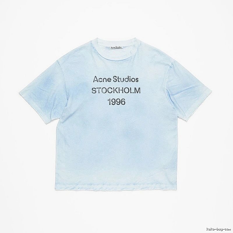 Acne Studios 2090-80 Light Blue Style Ac908046 Stockholm Logo T-Shirt Gift Ready