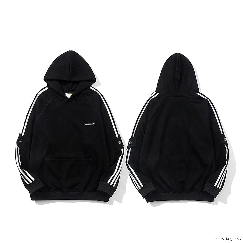 Adidas three - stripe trendy and cool black sweatshirt
