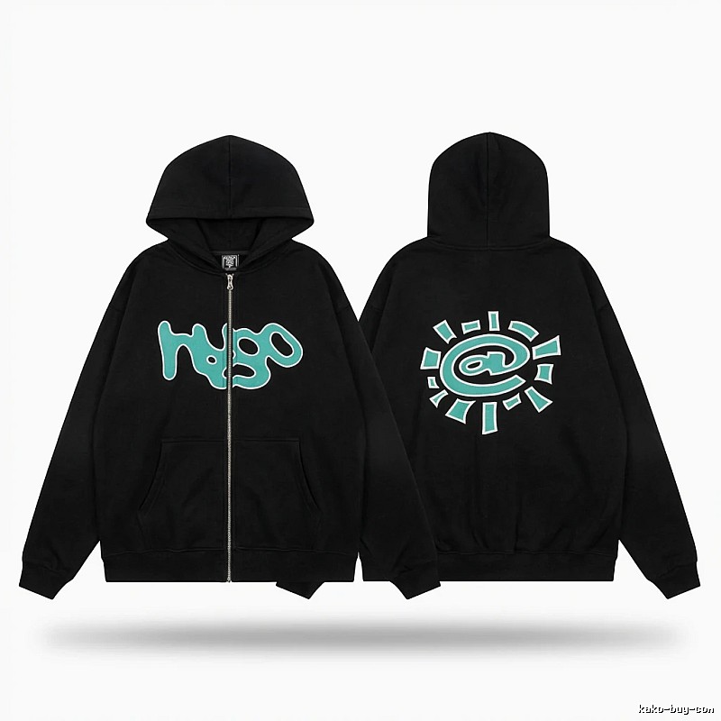 ADWYSD Sun Pattern Black Hoodie