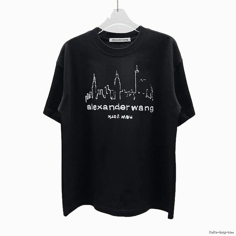 Alexander Wang Trendy & Cool Skyline Print Black T-Shirt