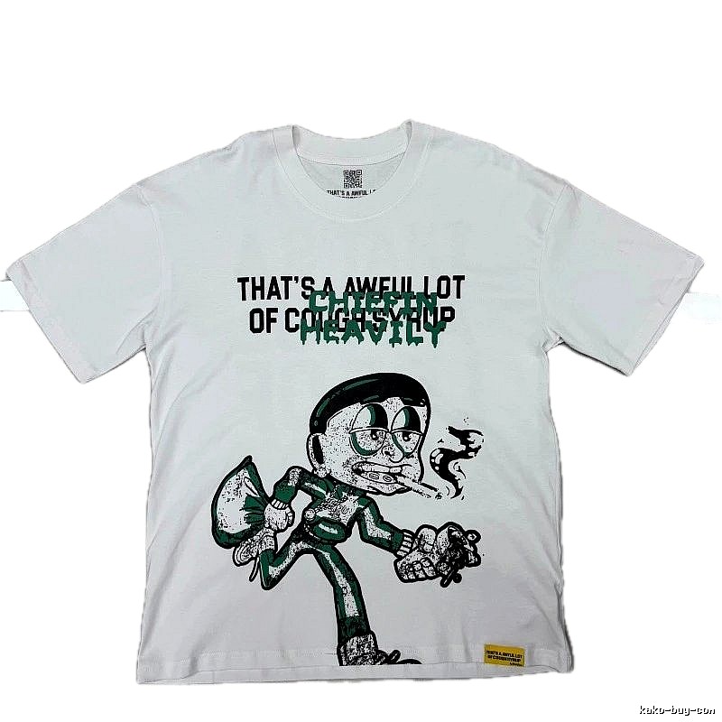 ALOCS Cartoon Print Street Style White T-Shirt