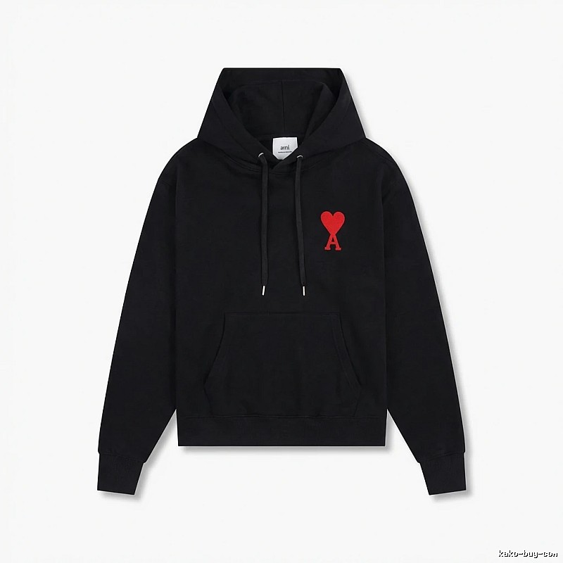 AMI Embroidered Heart Black Sweatshirt