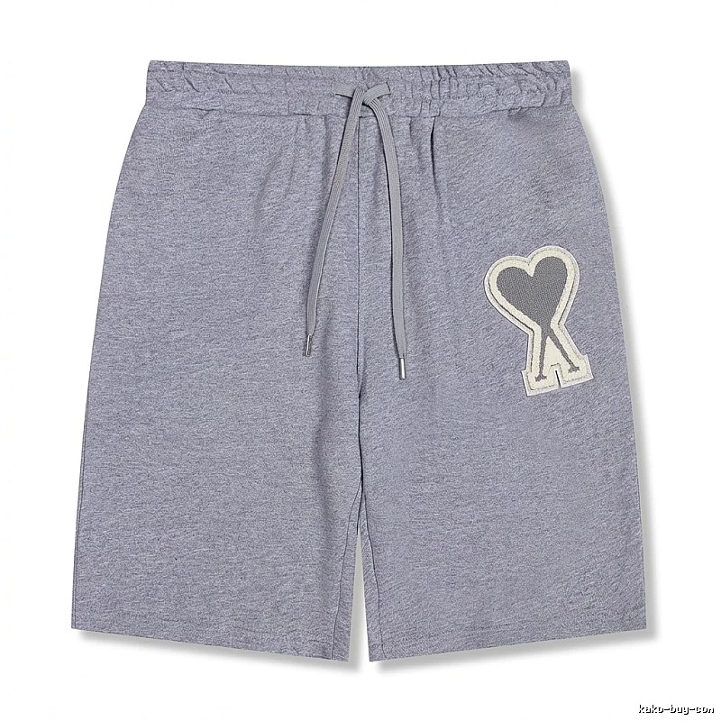 AMI Love Heart Pattern Light Gray Shorts