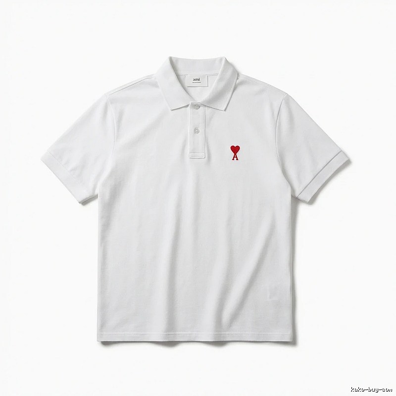 AMI Love Simple White Polo Shirt