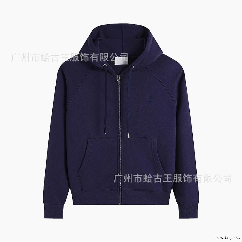 AMI minimalist style dark blue hoodie.