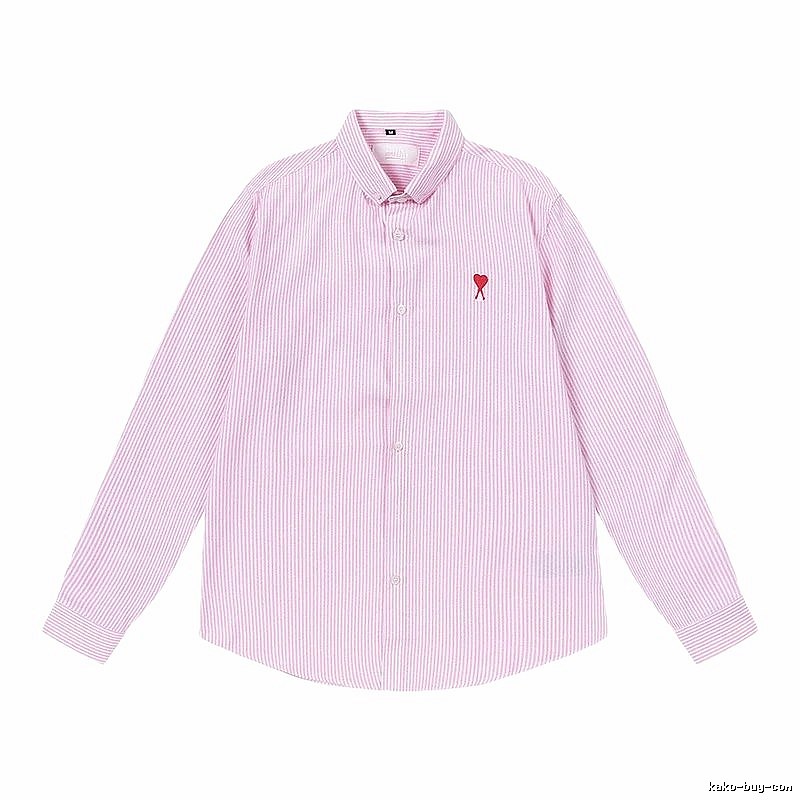 AMI Stripe Minimalist Style Pink Shirt