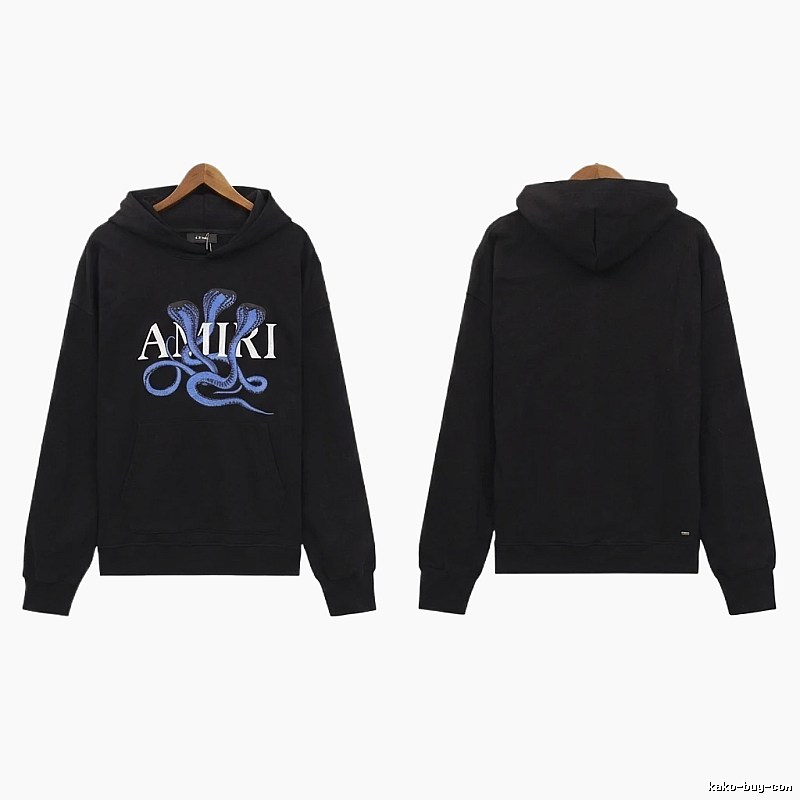 AMIRI Black Hoodie with Snake Print