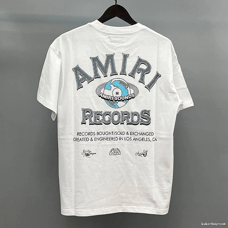Amiri Letter Graphic White Blue Records Graphic T-Shirt Clean Colorway