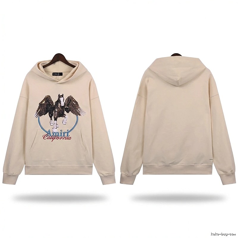 AMIRI Pegasus Series Casual Style Off-White Sweatshirt