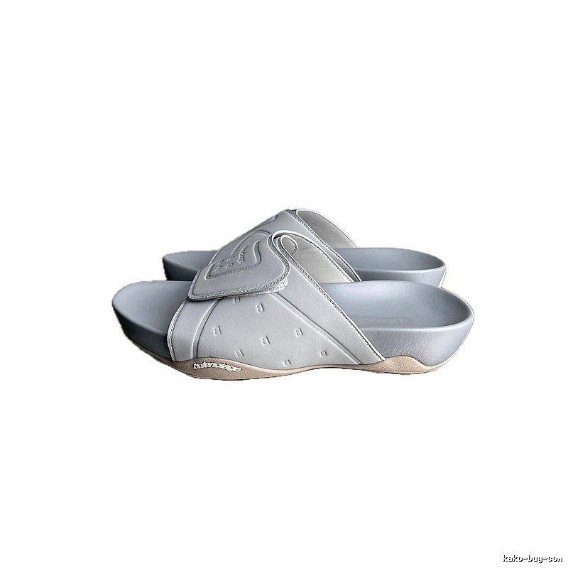 Balenciaga B Embossed Trendy Light Grey Slippers
