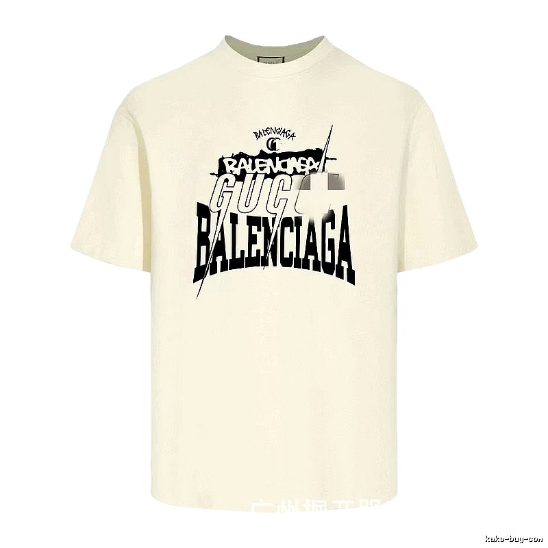 Balenciaga Co-branded Printed Street-style Off-white T-shirt