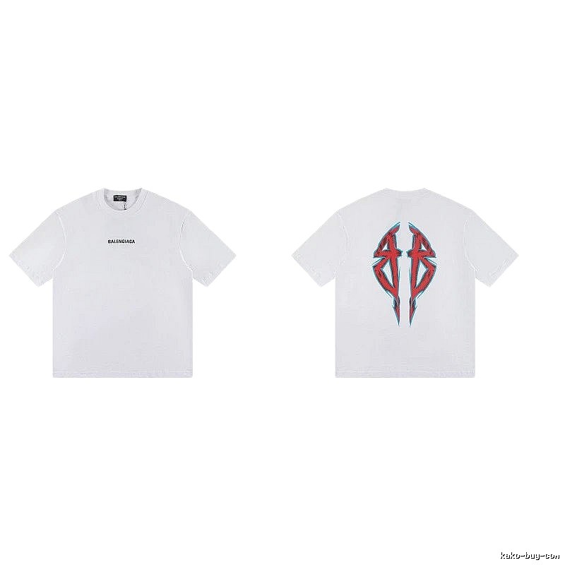 Balenciaga Double B Graffiti Street Style White T-Shirt