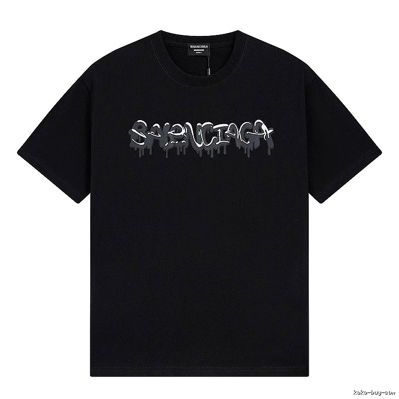 Balenciaga Graffiti Street Style Black Short Sleeve T-shirt