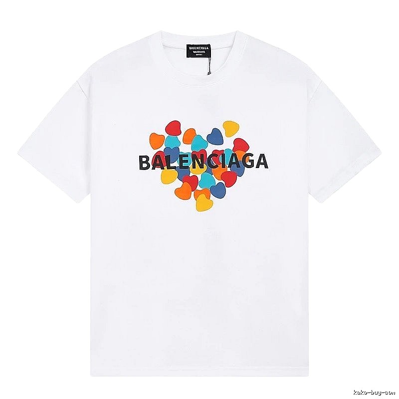 Balenciaga Heart Print Streetwear Brand White T-Shirt