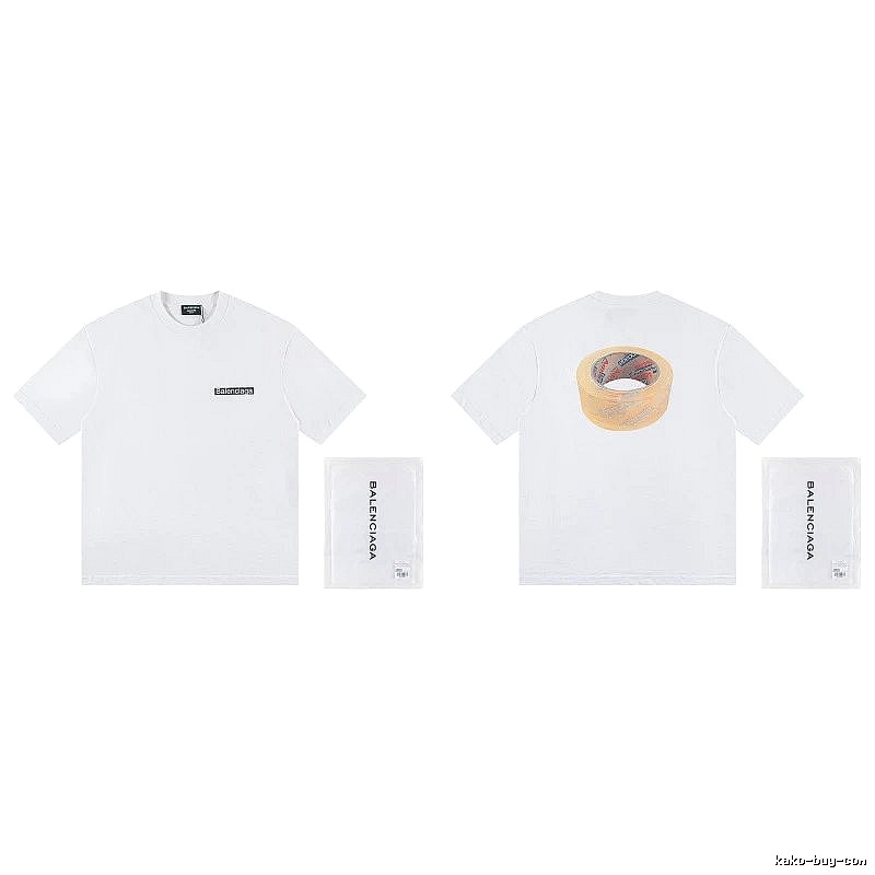 Balenciaga Tape Print Streetwear White T-Shirt