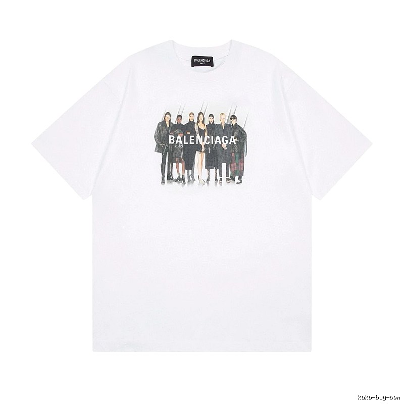 Balenciaga Trendy and Cool Style Portrait Print White T-shirt