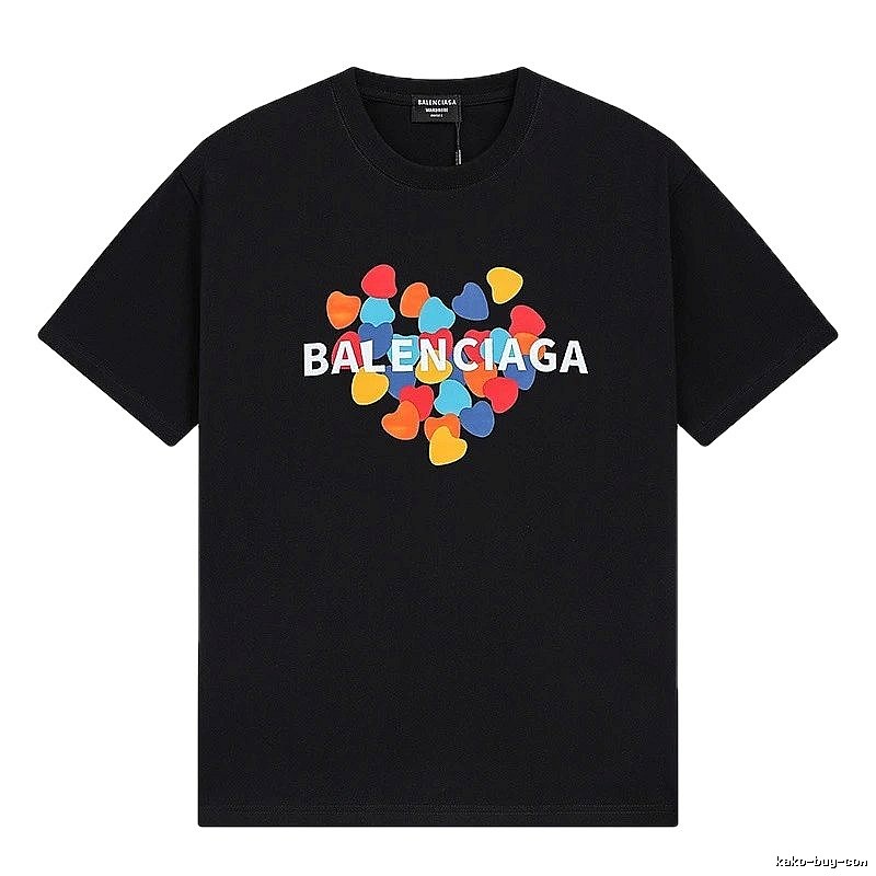 Balenciaga Trendy Black T-shirt with Heart Print
