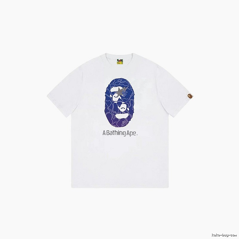 Bape ape face print short-sleeved white T-shirt