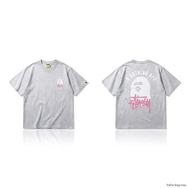 Bape Ape Head Trendy and Cool Style Gray T-shirt