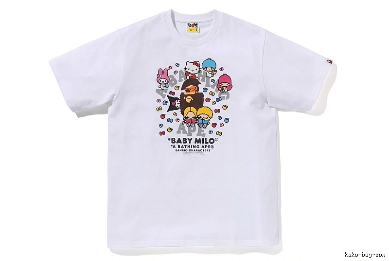 Bape cartoon - printed white T - shirt