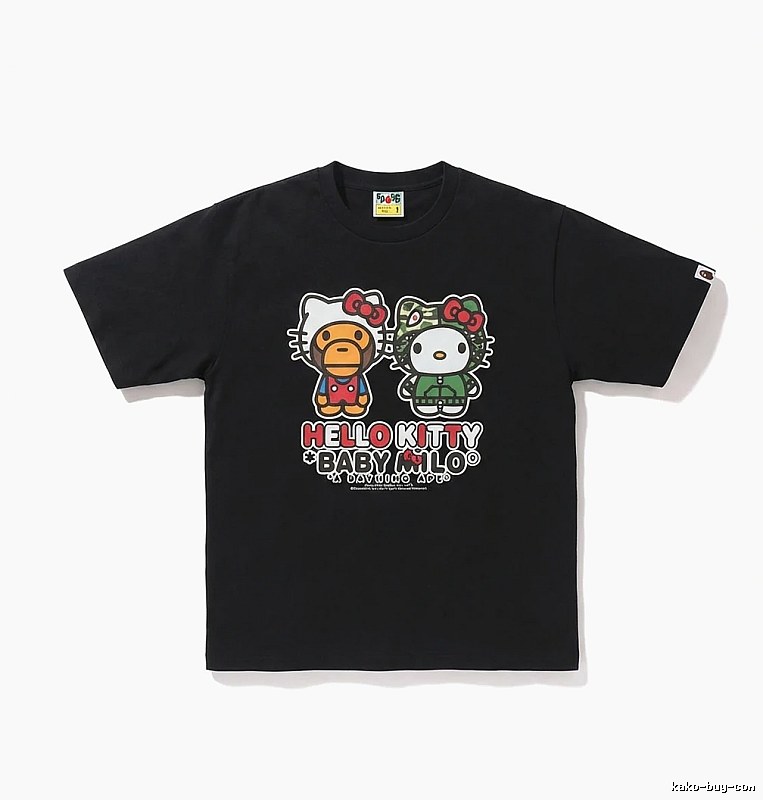 Bape Co-branded Cartoon Style Black T-shirt