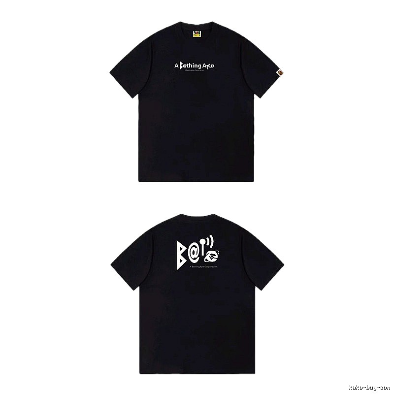 Bape letter - printed short - sleeved black T - shirt