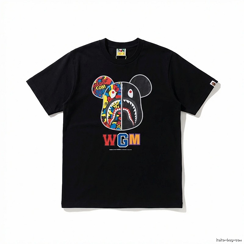 Bape Mickey Shark trendy brand black T-shirt