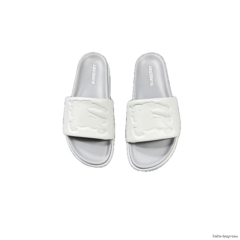 Burberry Equestrian Knight Light Luxury Style Light Grey Slides