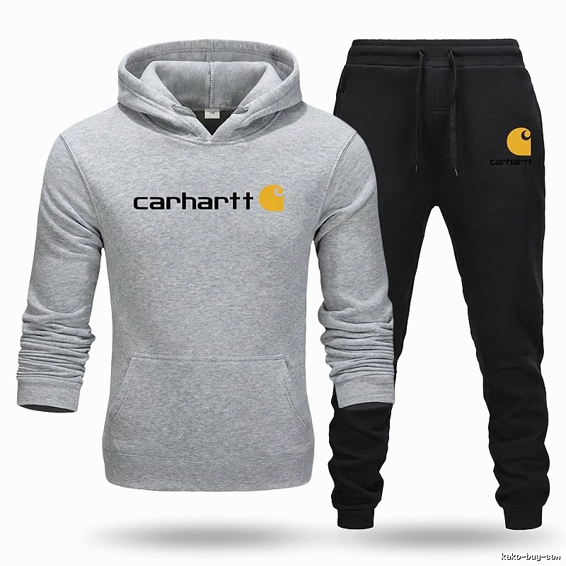 Carhartt trendy brand gray and black sportswear set